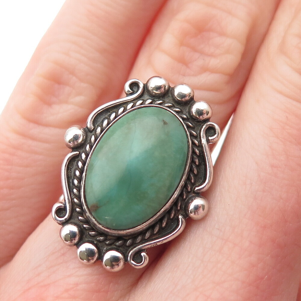 Bell Trading Post Old Pawn 925 Sterling Vintage Royston Turquoise Ring Size 5.25